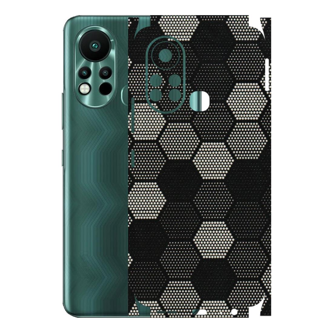 INFINIX Phone Skins (All Models) - Black & White Dotted Honeycomb Texture - 3D Embossed Finish (L-202) Infinix Hot 11S