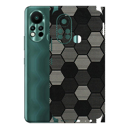 INFINIX Phone Skins (All Models) - Black & White Dotted Honeycomb Texture - 3D Embossed Finish (L-202) Infinix Hot 11S