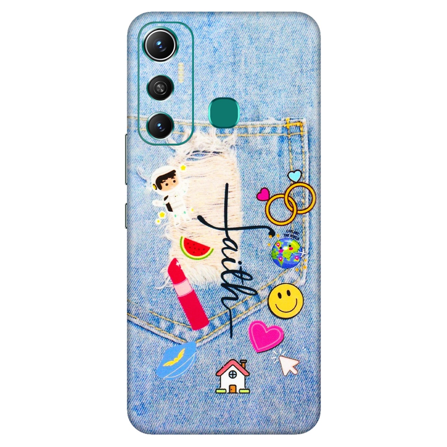 INFINIX Phone Skins (All Models) - Denim Jeans Pocket - 3D Embossed Finish (L-134) Infinix Hot 11