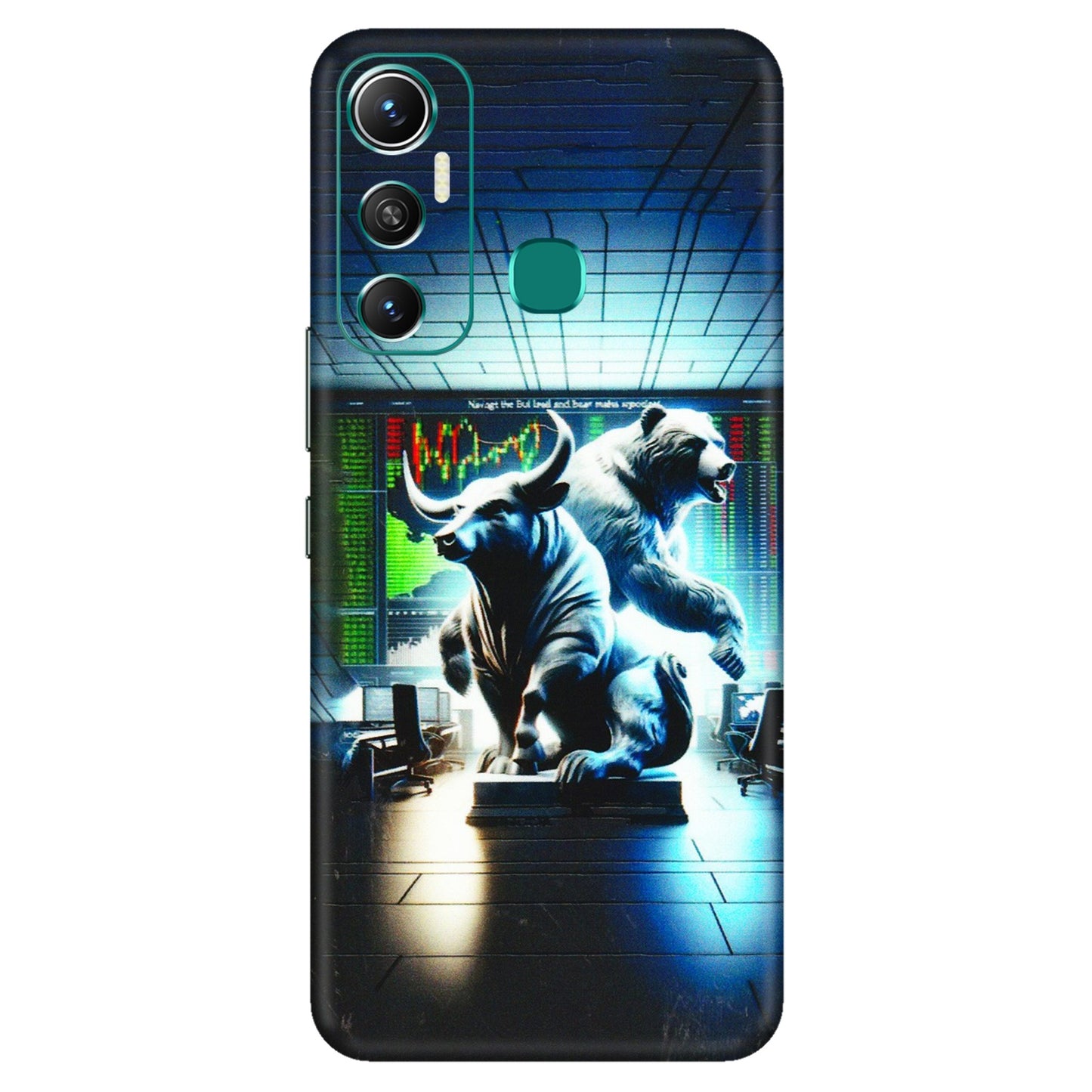 INFINIX Phone Skins (All Models) - Stock Market Sensex Bear vs Bulls - 3D Embossed Finish (L-15) Infinix Hot 11