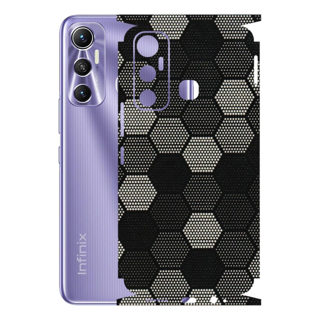 INFINIX Phone Skins (All Models) - Black & White Dotted Honeycomb Texture - 3D Embossed Finish (L-202) Infinix Hot 11