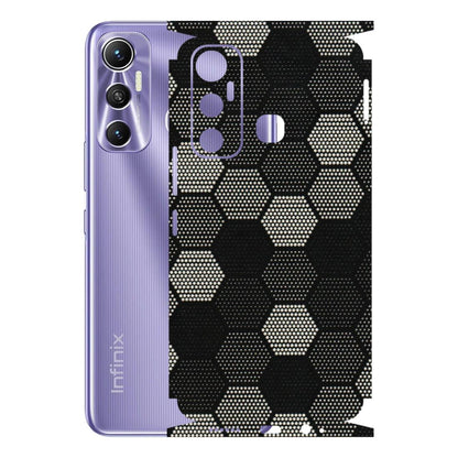 INFINIX Phone Skins (All Models) - Black & White Dotted Honeycomb Texture - 3D Embossed Finish (L-202) Infinix Hot 11