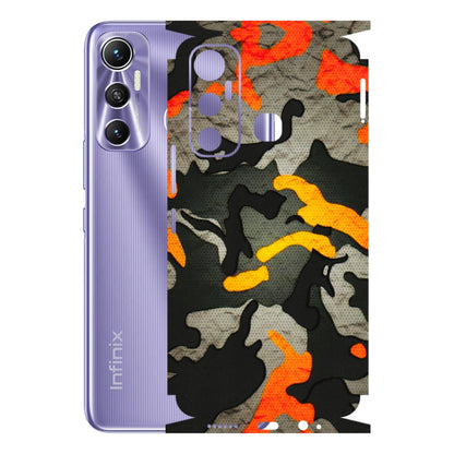 INFINIX Phone Skins (All Models) - Orange Camouflage - 3D Embossed Finish (L-204) Infinix Hot 11