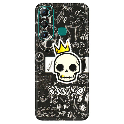 INFINIX Phone Skins (All Models) - Funny Skull Black Chalk Grafitti - 3D Embossed Finish (L-22) Infinix Hot 11