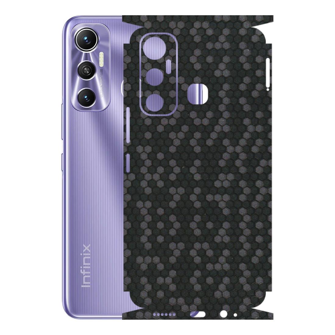 INFINIX Phone Skins (All Models) - Black Grey Honeycomb Sober - 3D Embossed Finish (L-85) Infinix Hot 11