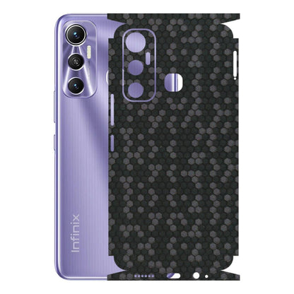 INFINIX Phone Skins (All Models) - Black Grey Honeycomb Sober - 3D Embossed Finish (L-85) Infinix Hot 11