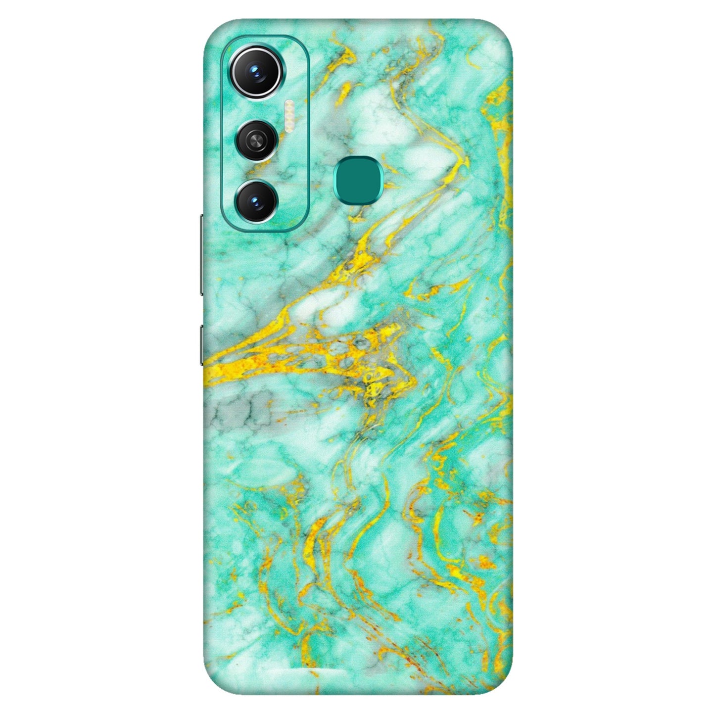 INFINIX Phone Skins (All Models) - Green And Gold Marble Feel - Matte Finish (M-16) Infinix Hot 11
