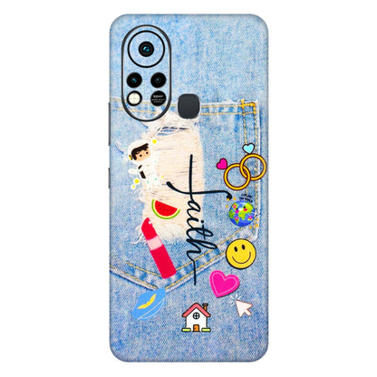 INFINIX Phone Skins (All Models) - Denim Jeans Pocket - 3D Embossed Finish (L-134) Infinix Hot 11S