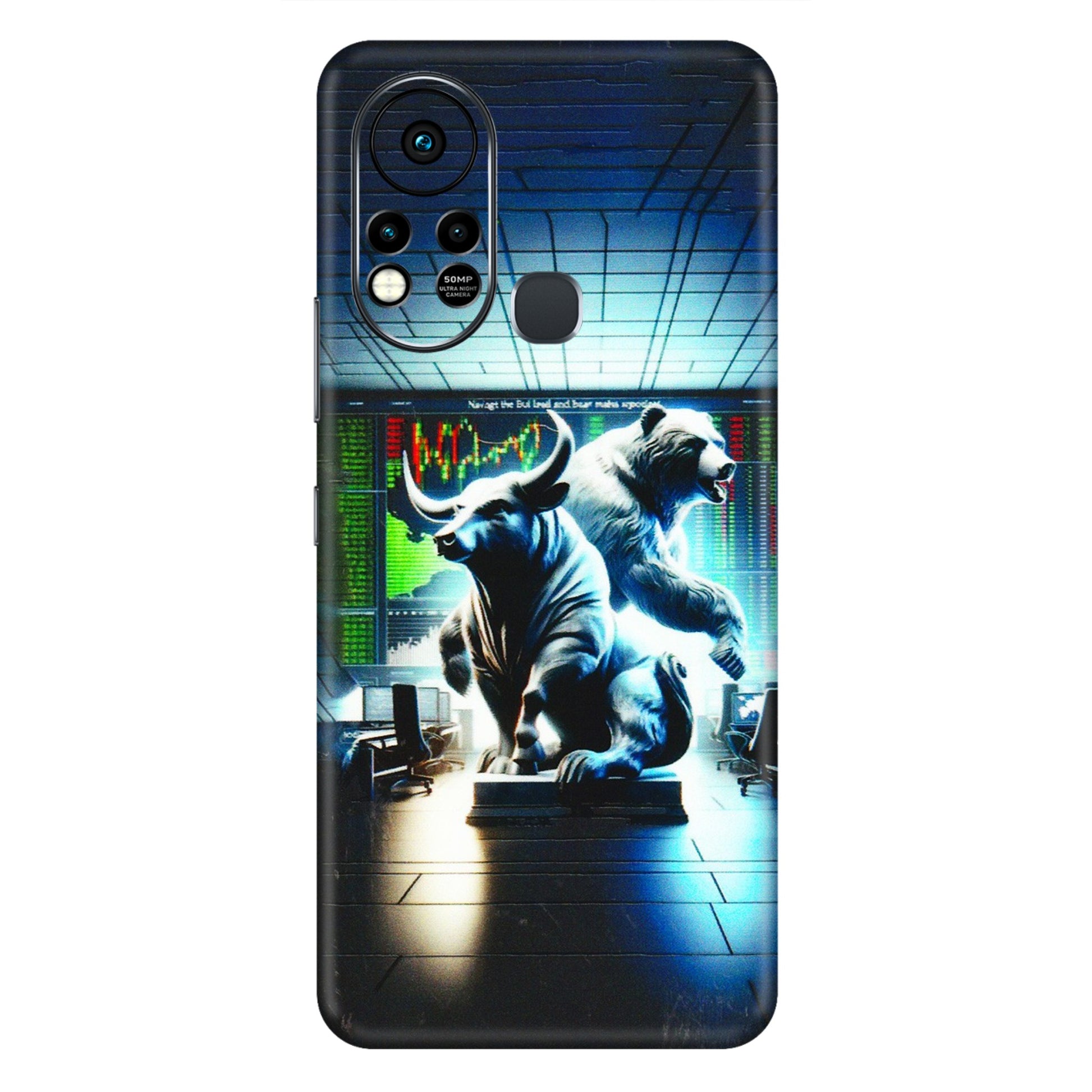 INFINIX Phone Skins (All Models) - Stock Market Sensex Bear vs Bulls - 3D Embossed Finish (L-15) Infinix Hot 11S