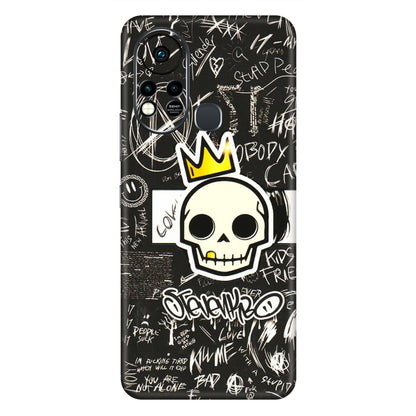INFINIX Phone Skins (All Models) - Funny Skull Black Chalk Grafitti - 3D Embossed Finish (L-22) Infinix Hot 11S