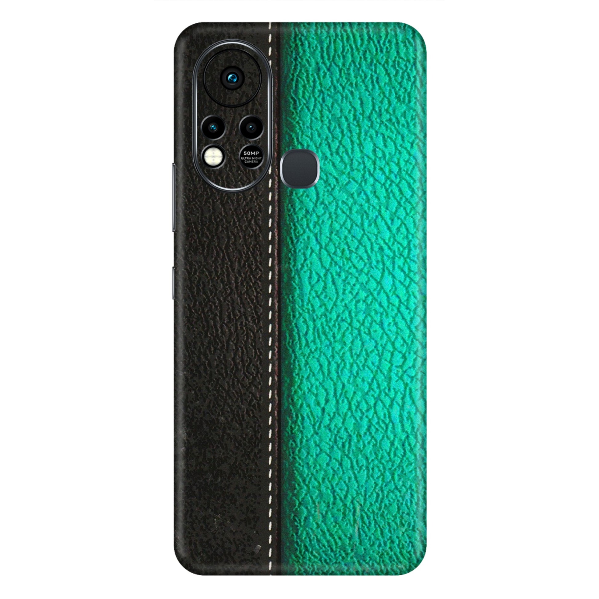 INFINIX Phone Skins (All Models) - Black Green Dual Leather Stich - 3D Embossed Finish (L-233) Infinix Hot 11S