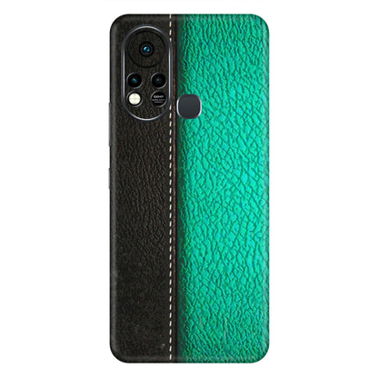 INFINIX Phone Skins (All Models) - Black Green Dual Leather Stich - 3D Embossed Finish (L-233) Infinix Hot 11S
