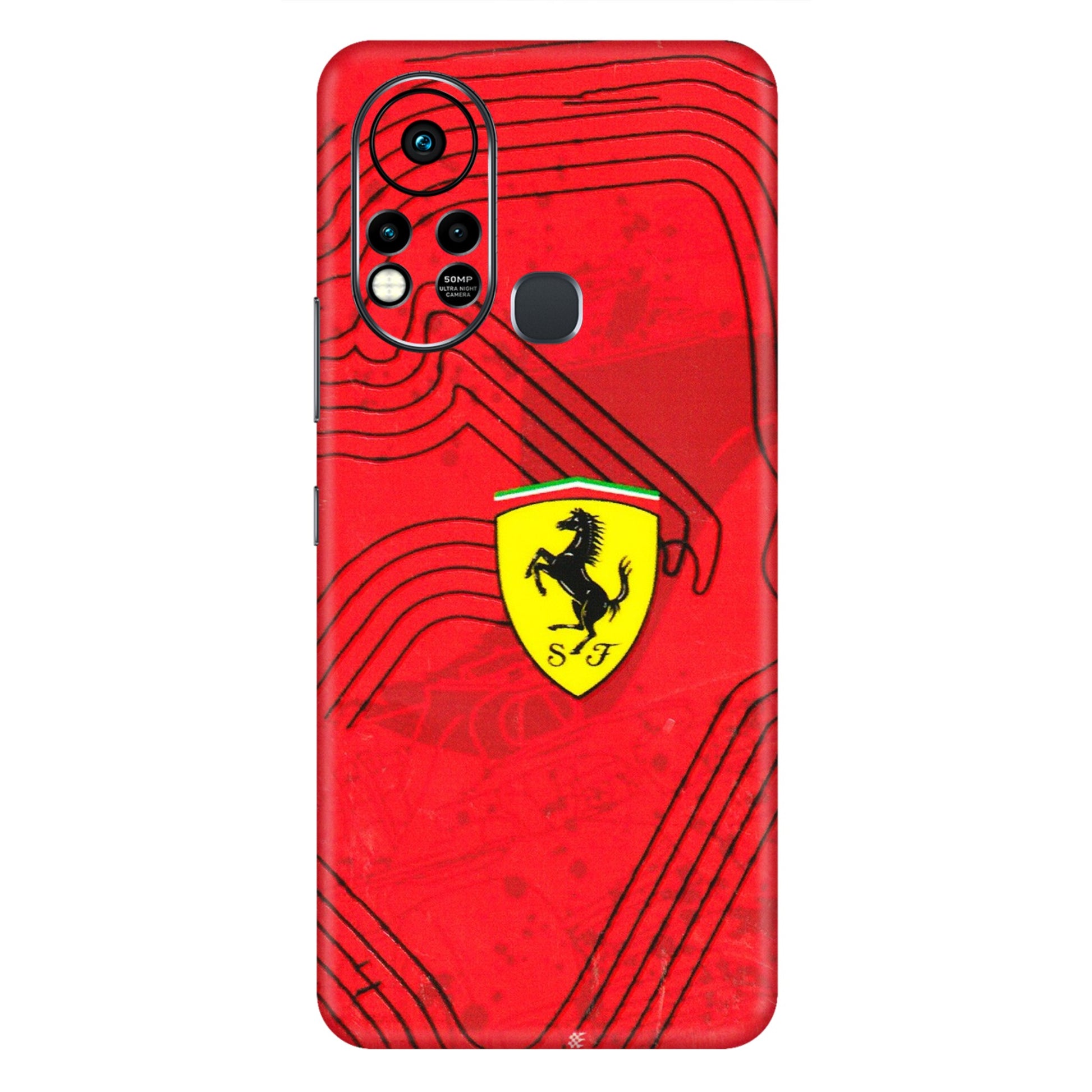 INFINIX Phone Skins (All Models) - Red Ferrari Logo Stylish - 3D Embossed Finish (L-238) Infinix Hot 11S