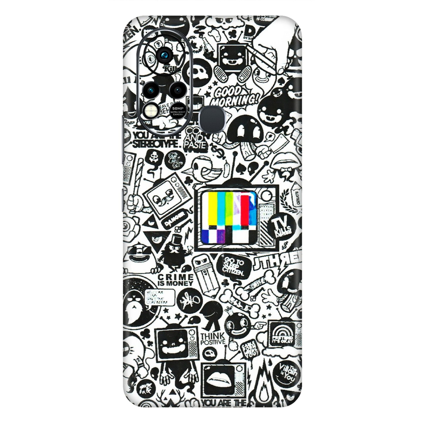 INFINIX Phone Skins (All Models) - Doodles Positive Art - 3D Embossed Finish (L-263) Infinix Hot 11S