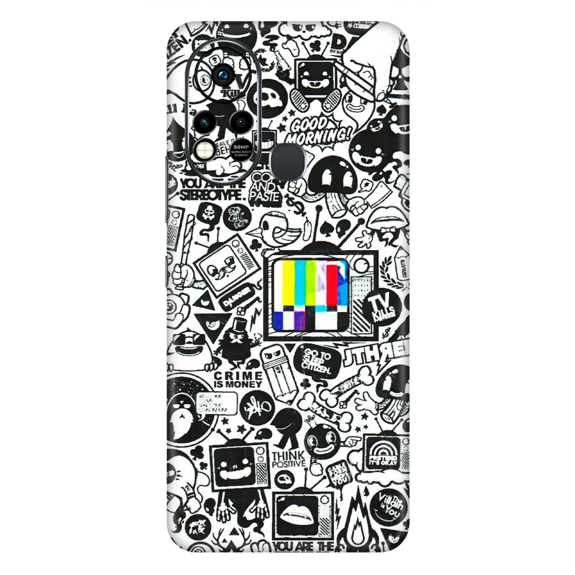 INFINIX Phone Skins (All Models) - Doodles Positive Art - 3D Embossed Finish (L-263) Infinix Hot 11S