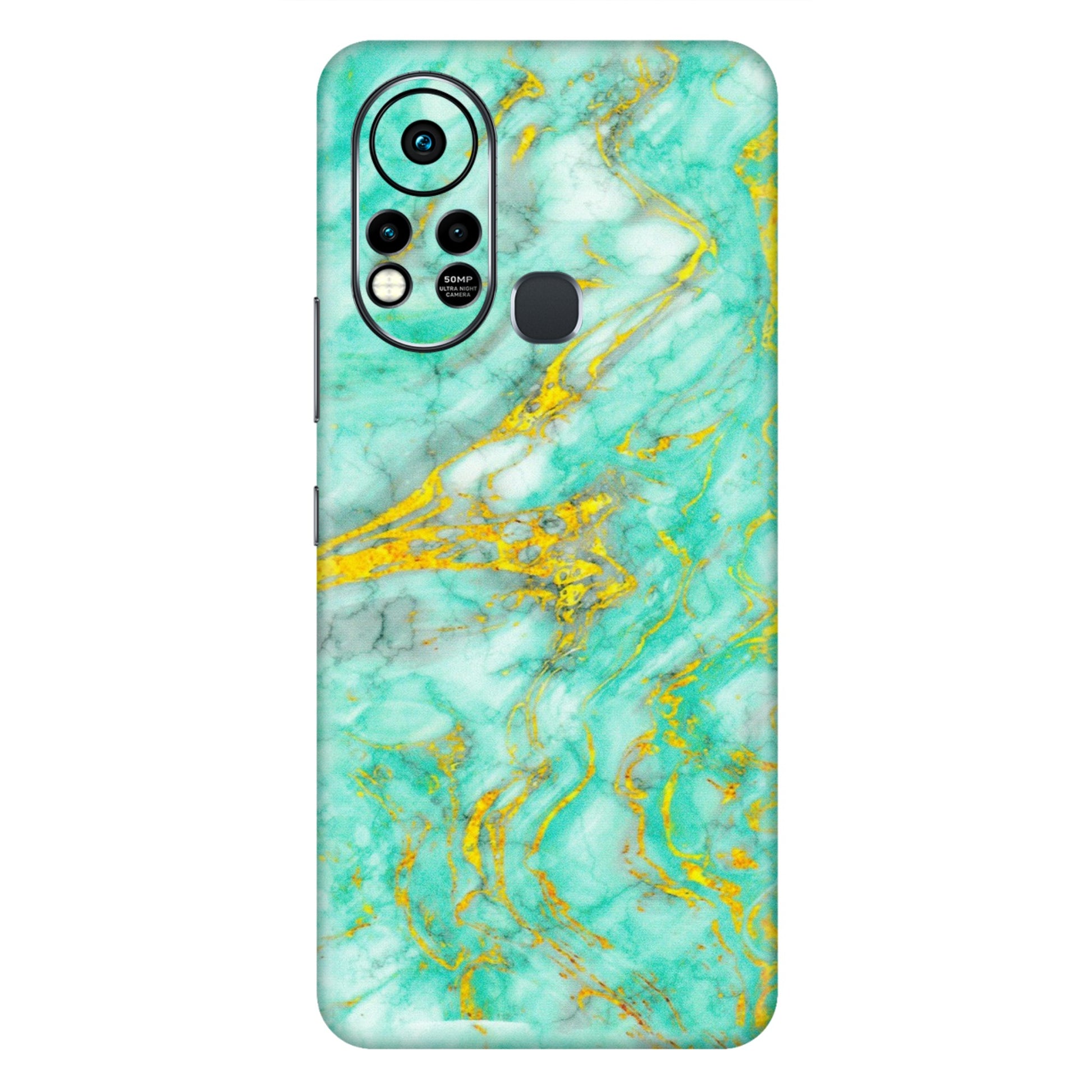 INFINIX Phone Skins (All Models) - Green And Gold Marble Feel - Matte Finish (M-16) Infinix Hot 11S