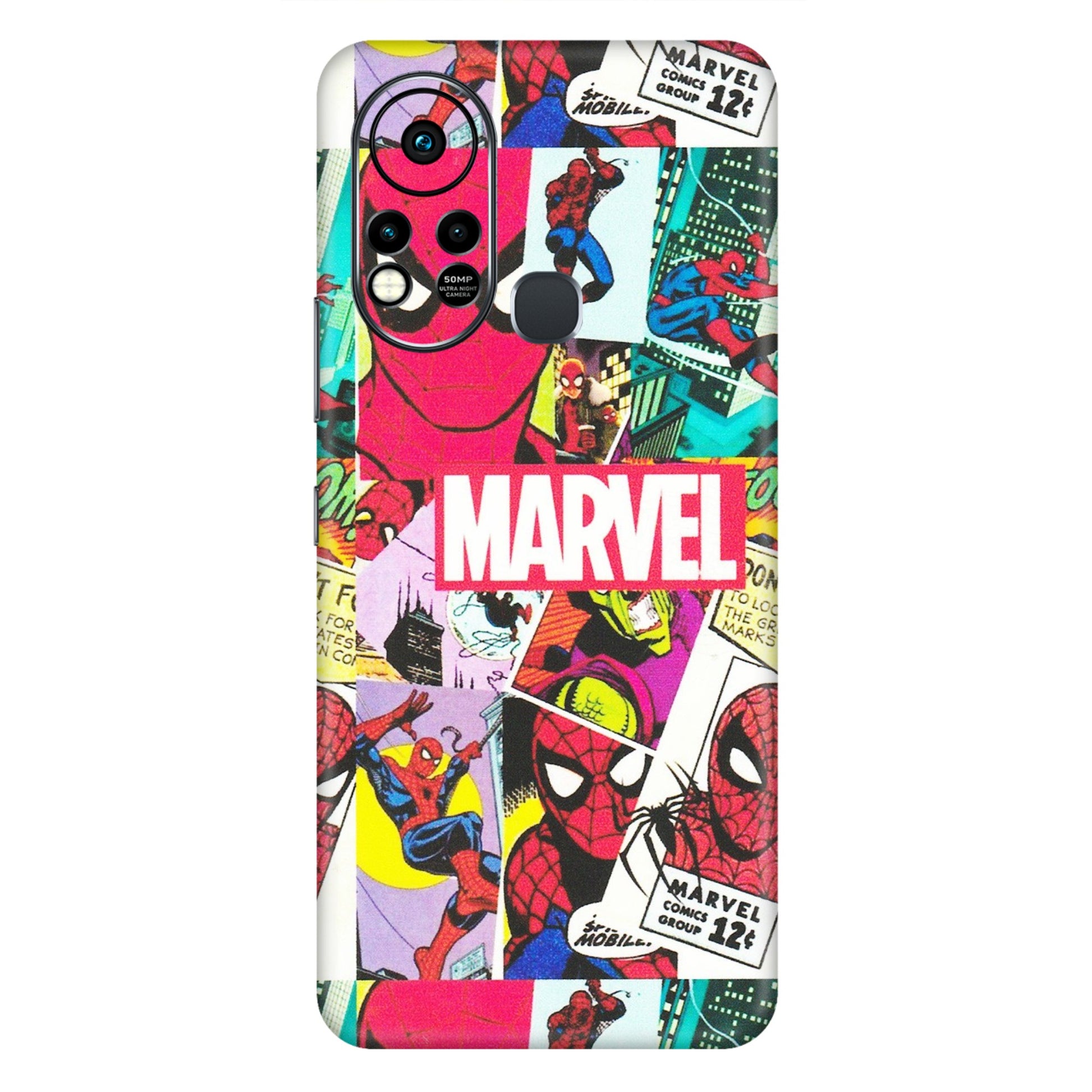 INFINIX Phone Skins (All Models) - Marvel Comic Spiderman Grafitti - Matte Finish (M-72) Infinix Hot 11S