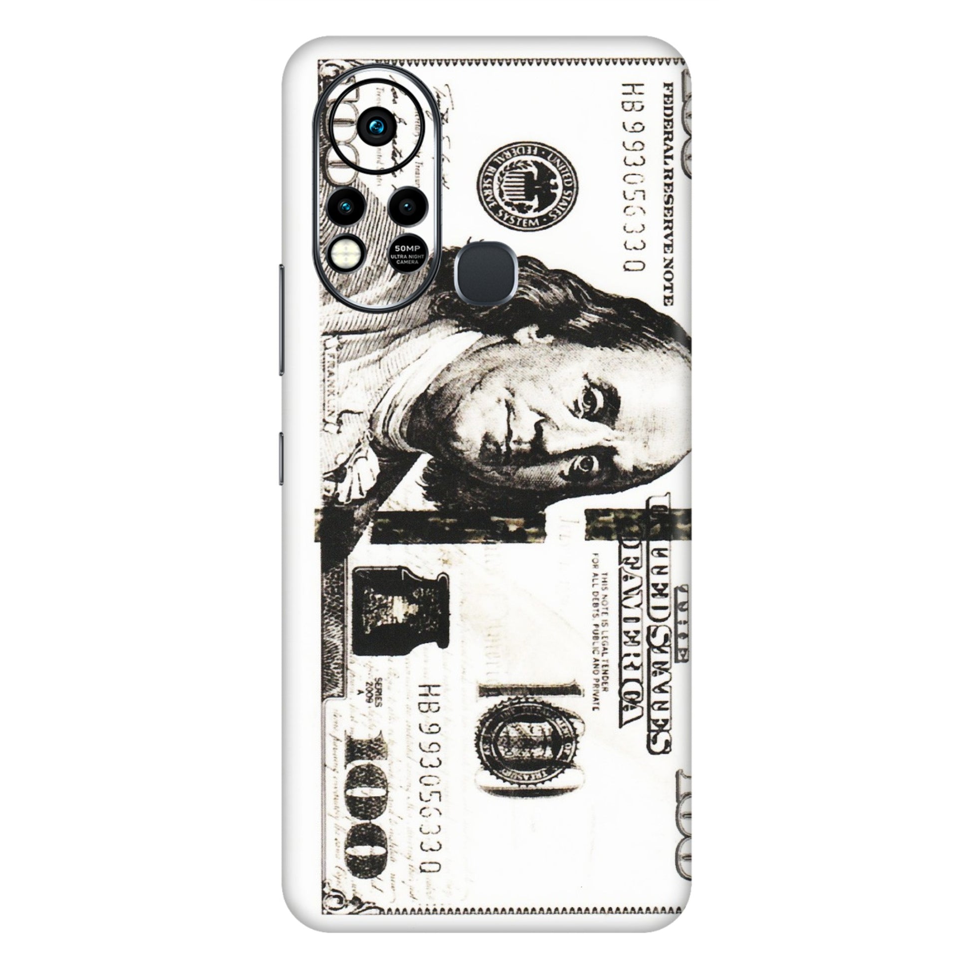 INFINIX Phone Skins (All Models) - 100 Dollar Currency - Transparent Finish (T-01) Infinix Hot 11S