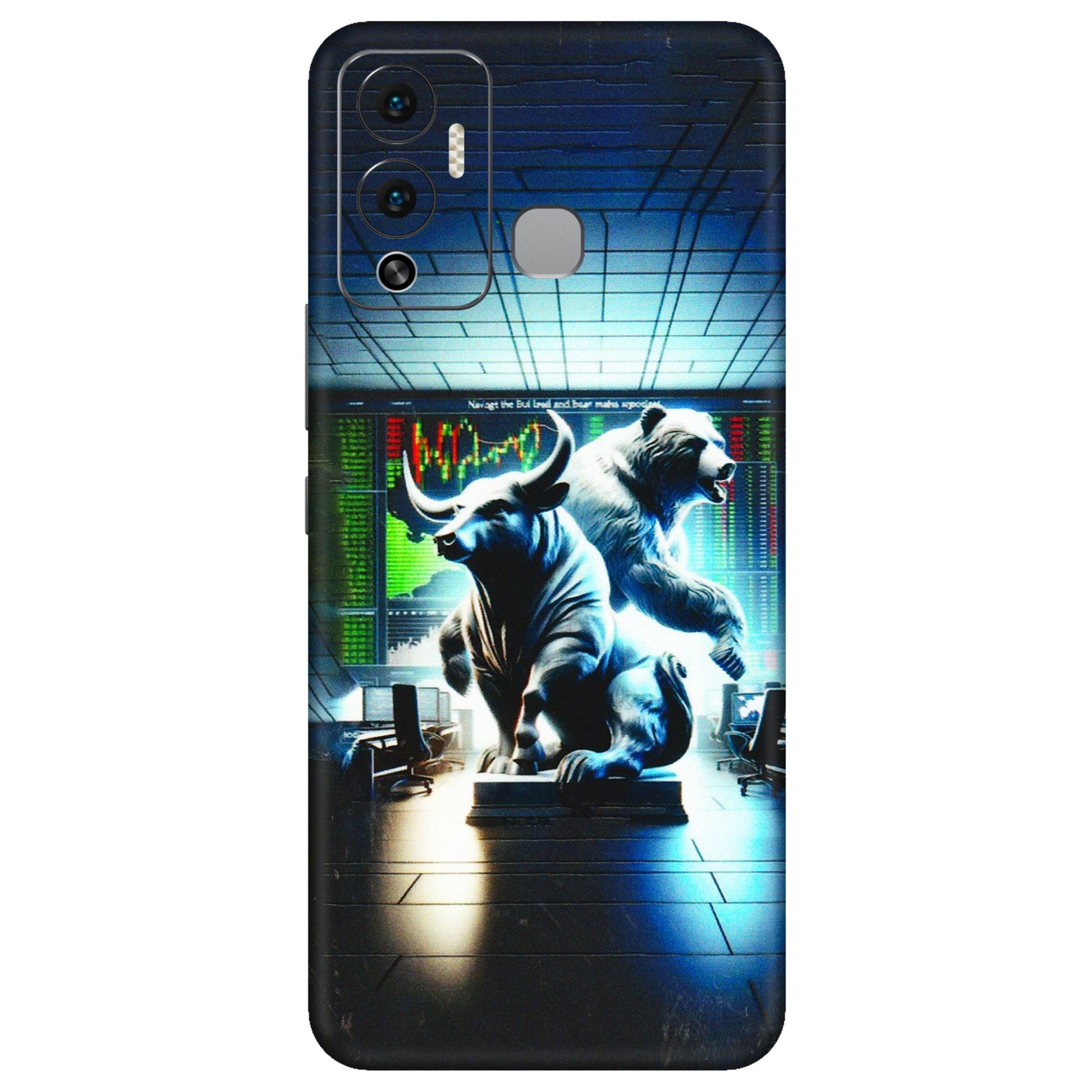 INFINIX Phone Skins (All Models) - Stock Market Sensex Bear vs Bulls - 3D Embossed Finish (L-15) Infinix Hot 12 Play