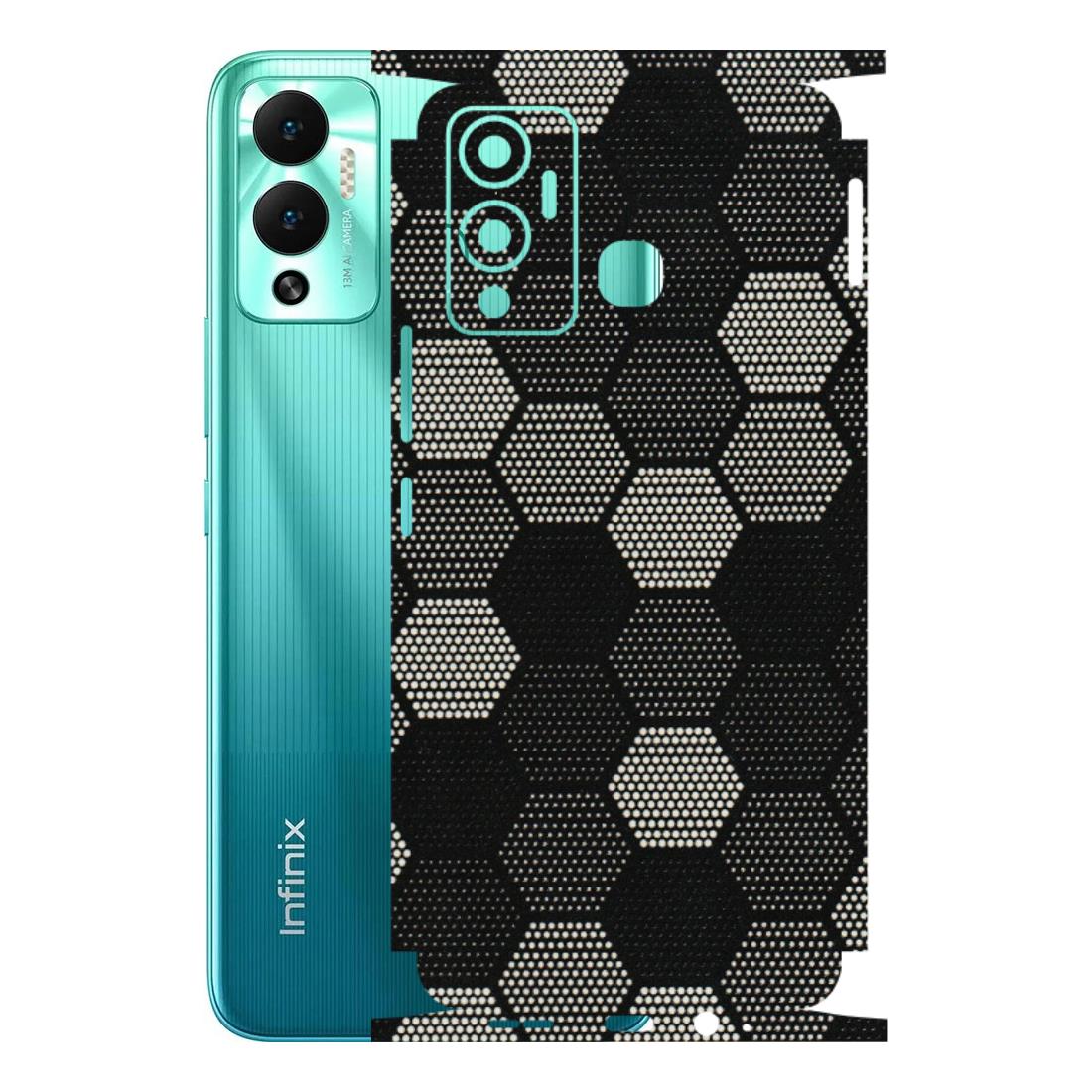 INFINIX Phone Skins (All Models) - Black & White Dotted Honeycomb Texture - 3D Embossed Finish (L-202) Infinix Hot 12 Play