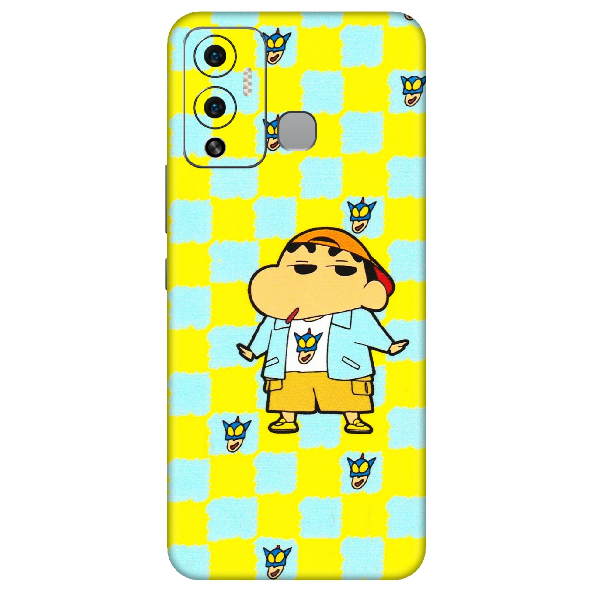 INFINIX Phone Skins (All Models) - Yellow Blue Shinchan Cute - 3D Embossed Finish (L-221) Infinix Hot 12 Play