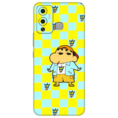 INFINIX Phone Skins (All Models) - Yellow Blue Shinchan Cute - 3D Embossed Finish (L-221) Infinix Hot 12 Play