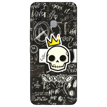 INFINIX Phone Skins (All Models) - Funny Skull Black Chalk Grafitti - 3D Embossed Finish (L-22) Infinix Hot 12 Play