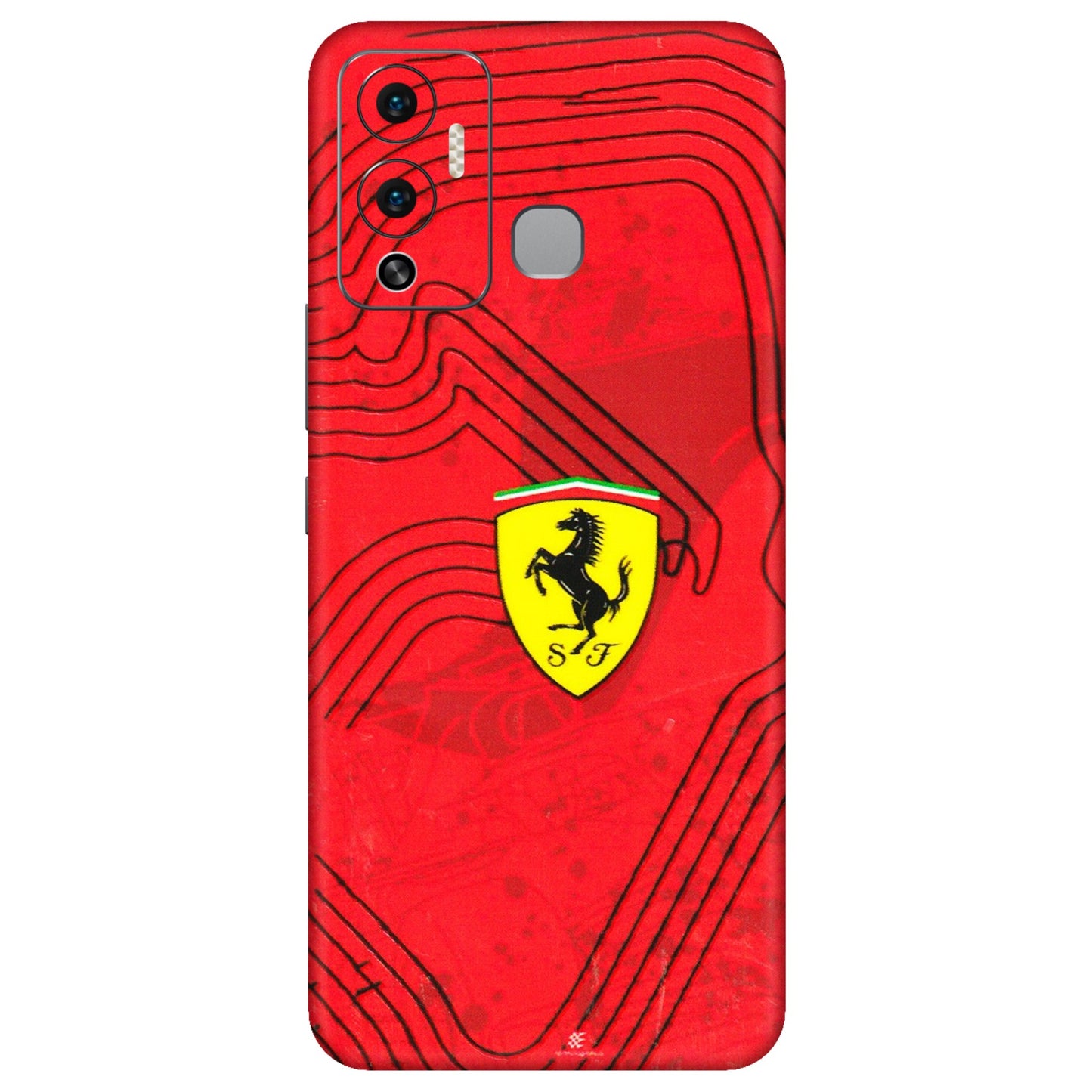 INFINIX Phone Skins (All Models) - Red Ferrari Logo Stylish - 3D Embossed Finish (L-238) Infinix Hot 12 Play