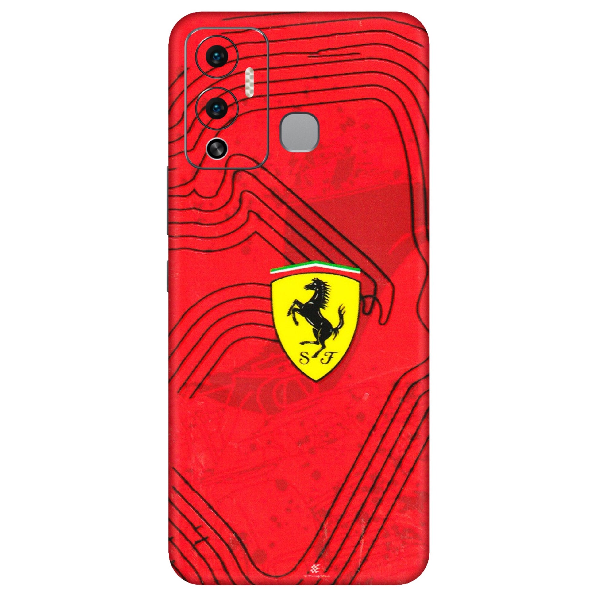 INFINIX Phone Skins (All Models) - Red Ferrari Logo Stylish - 3D Embossed Finish (L-238) Infinix Hot 12 Play