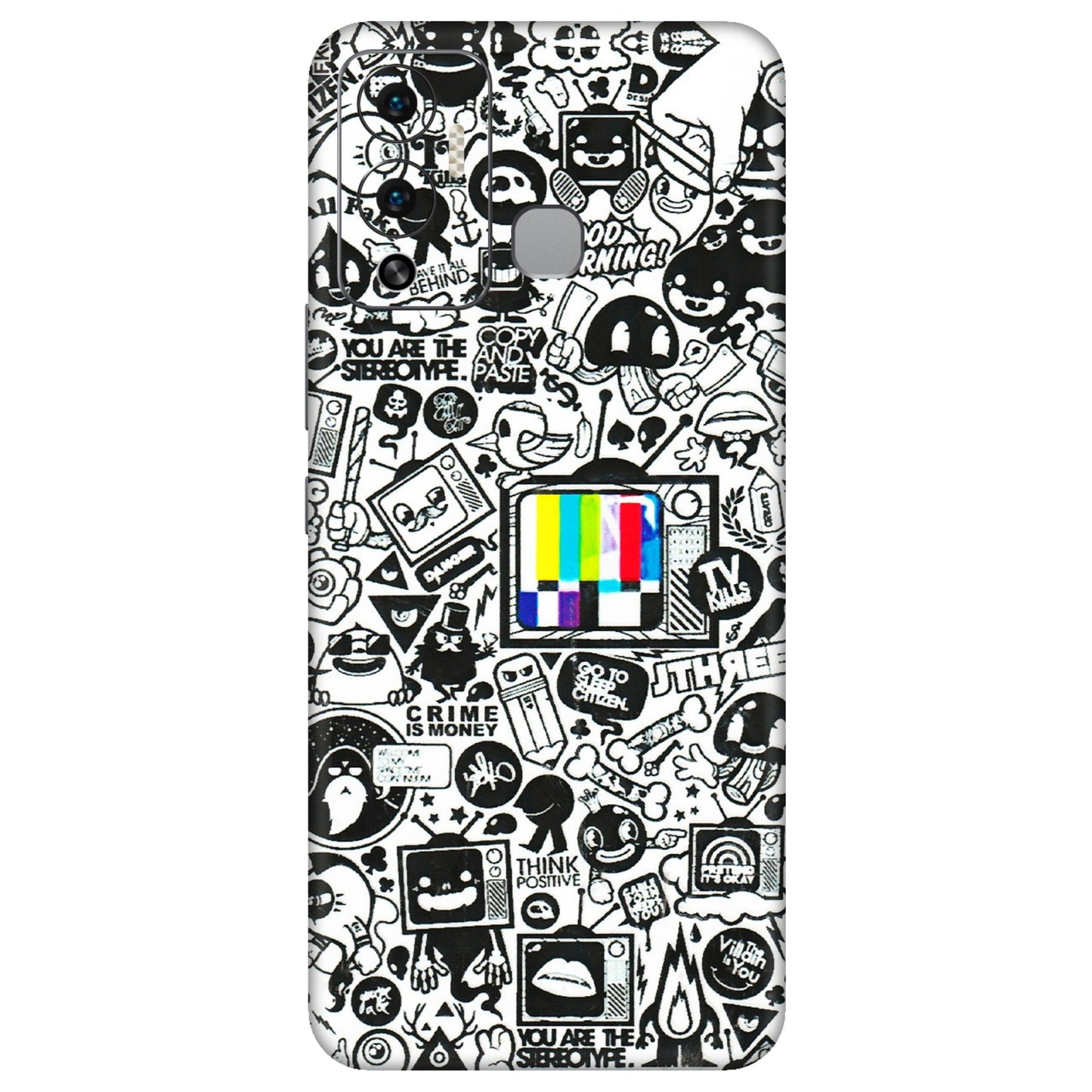 INFINIX Phone Skins (All Models) - Doodles Positive Art - 3D Embossed Finish (L-263) Infinix Hot 12 Play