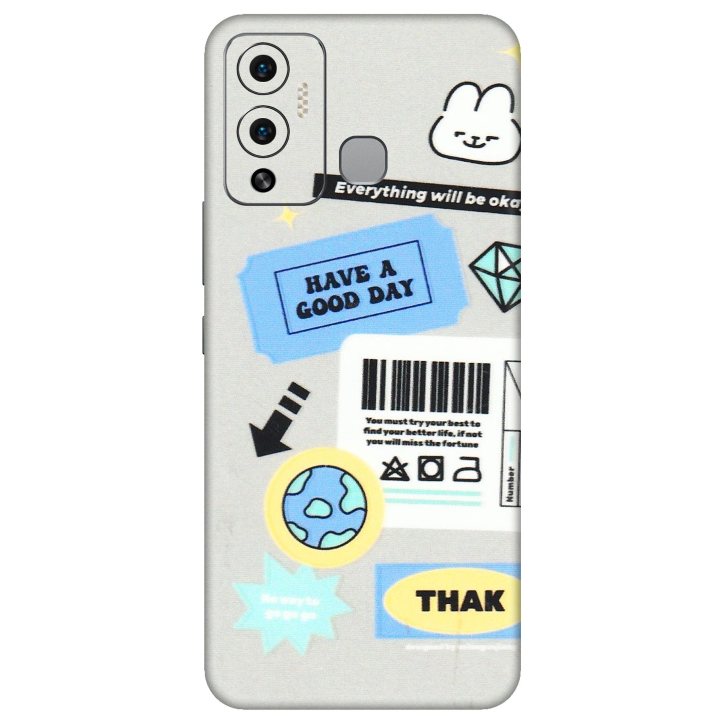INFINIX Phone Skins (All Models) - Will Be Okay Design - 3D Embossed Finish (L-316) Infinix Hot 12 Play