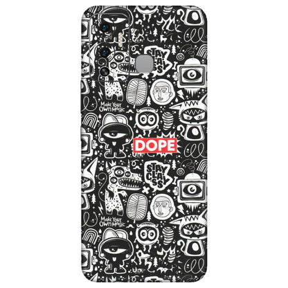 INFINIX Phone Skins (All Models) - Dope Stay Classy Black Doodles - Matte Finish (M-126) Infinix Hot 12 Play