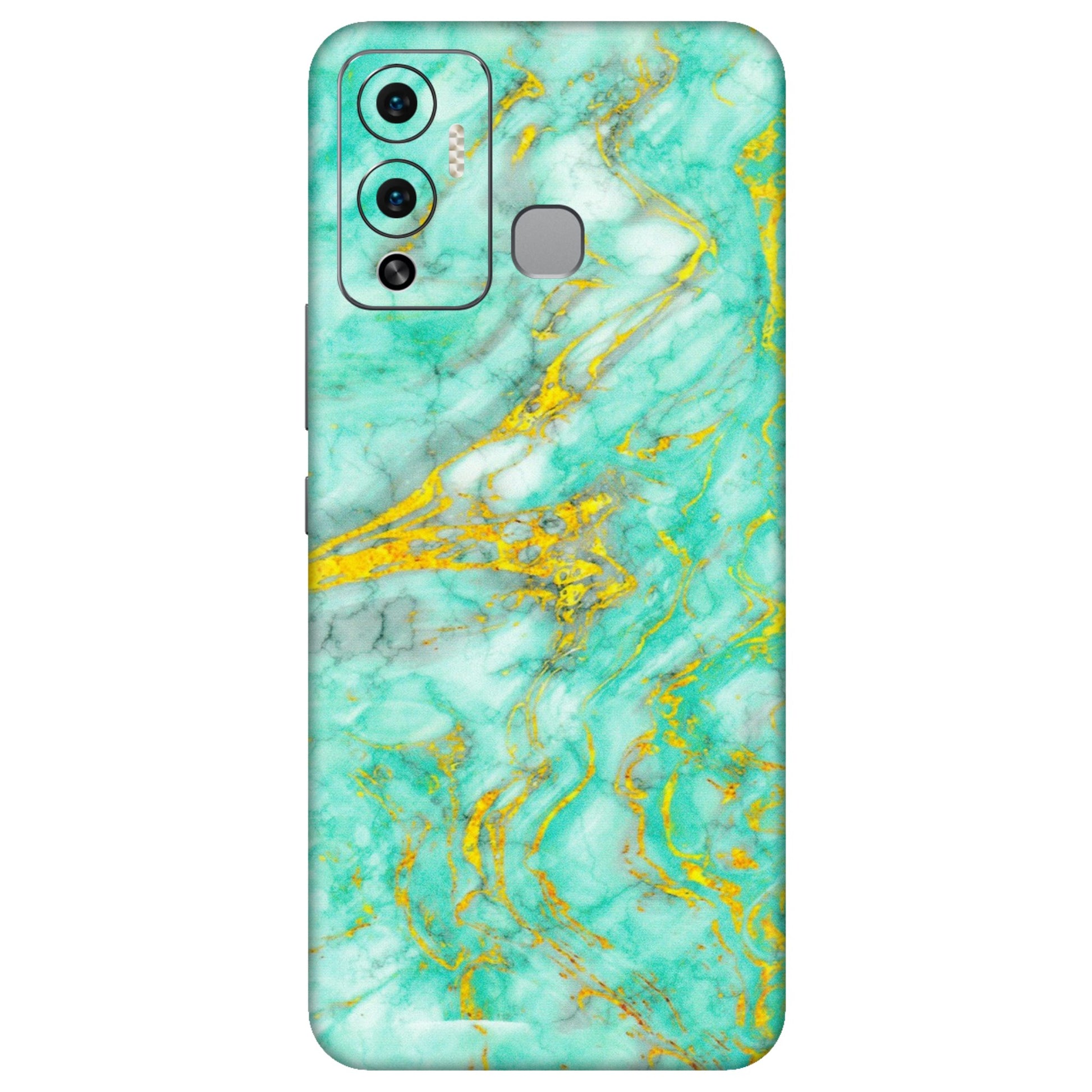 INFINIX Phone Skins (All Models) - Green And Gold Marble Feel - Matte Finish (M-16) Infinix Hot 12 Play