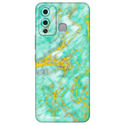 INFINIX Phone Skins (All Models) - Green And Gold Marble Feel - Matte Finish (M-16) Infinix Hot 12 Play
