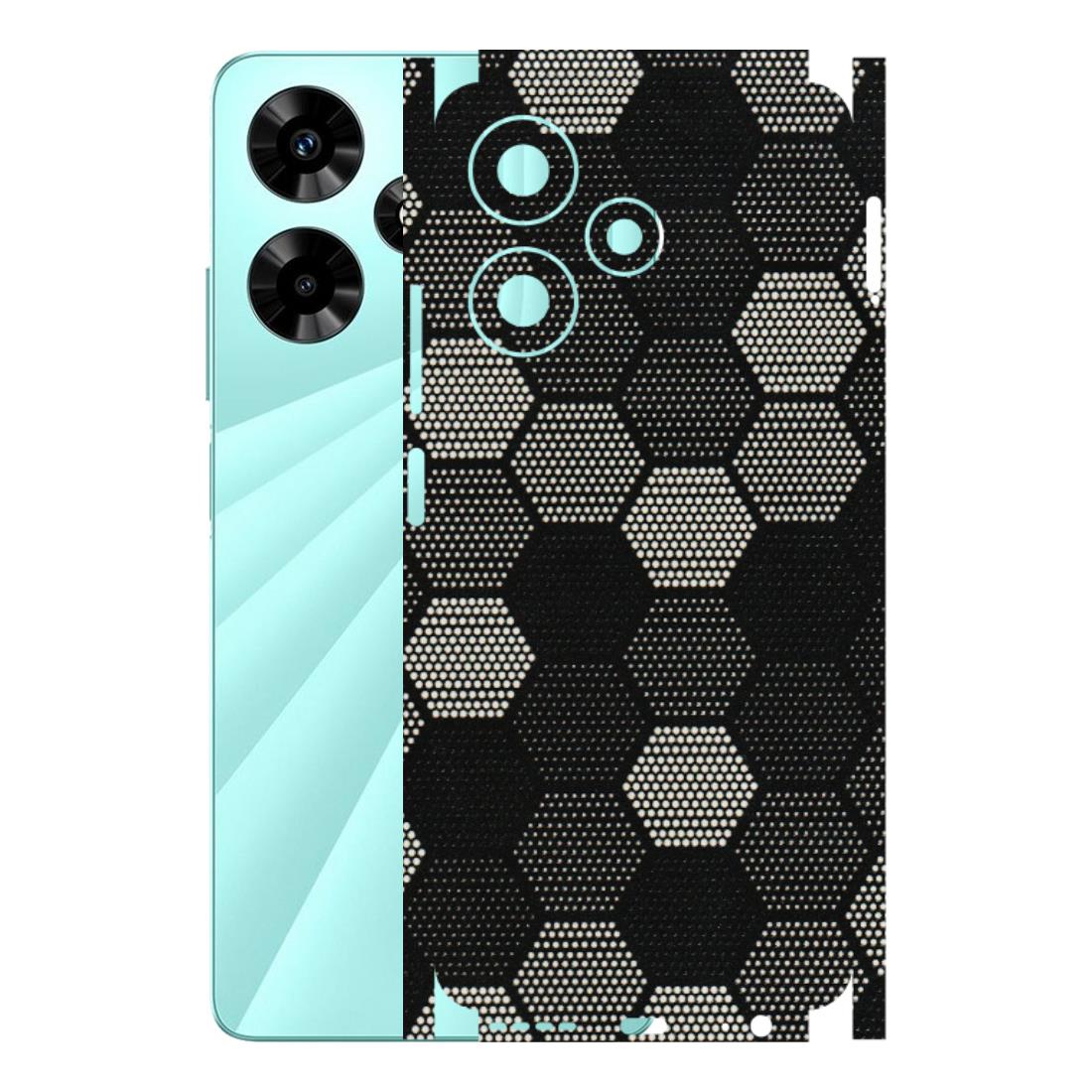 INFINIX Phone Skins (All Models) - Black & White Dotted Honeycomb Texture - 3D Embossed Finish (L-202) Infinix Hot 30