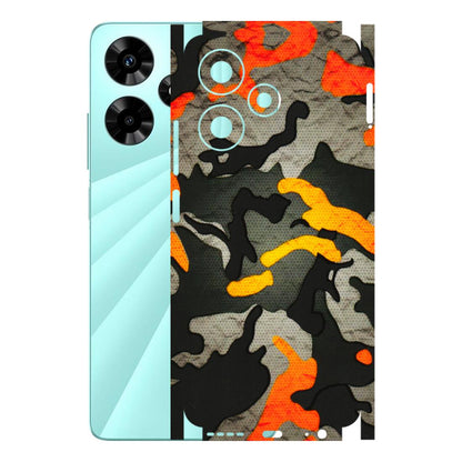 INFINIX Phone Skins (All Models) - Orange Camouflage - 3D Embossed Finish (L-204) Infinix Hot 30