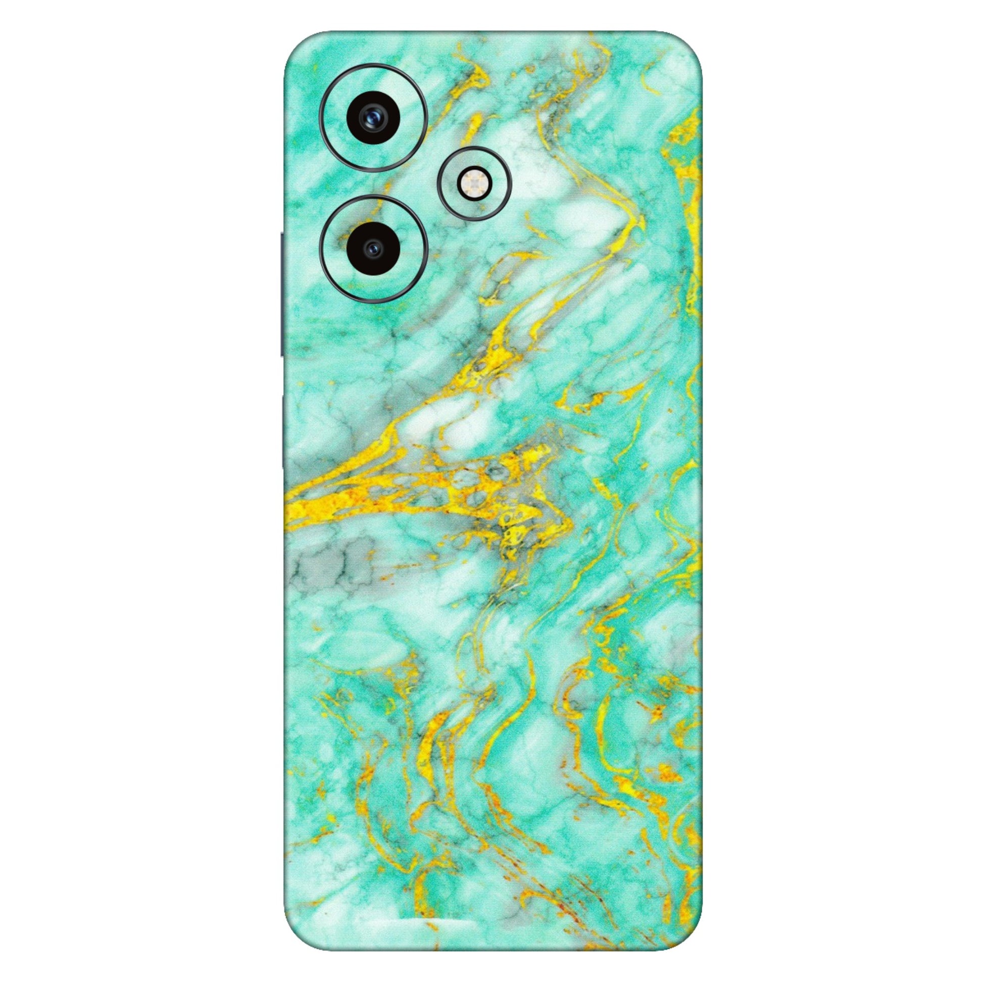 INFINIX Phone Skins (All Models) - Green And Gold Marble Feel - Matte Finish (M-16) Infinix Hot 30