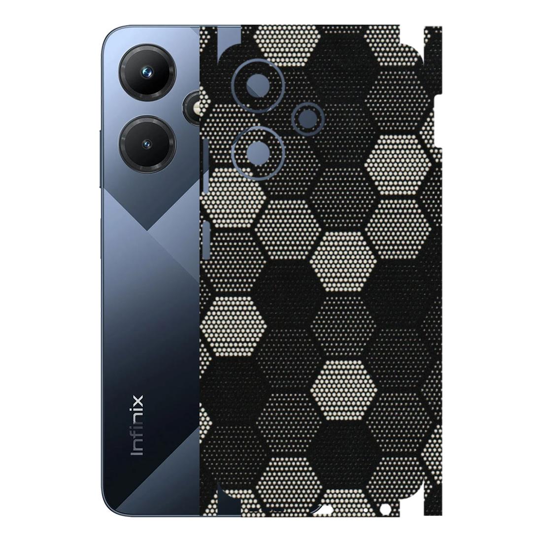 INFINIX Phone Skins (All Models) - Black & White Dotted Honeycomb Texture - 3D Embossed Finish (L-202) Infinix Hot 30i