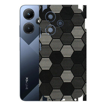 INFINIX Phone Skins (All Models) - Black & White Dotted Honeycomb Texture - 3D Embossed Finish (L-202) Infinix Hot 30i