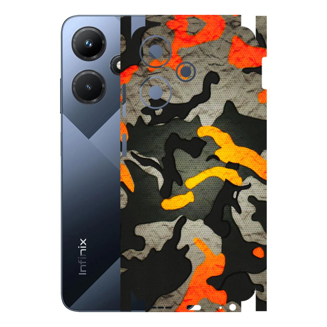 INFINIX Phone Skins (All Models) - Orange Camouflage - 3D Embossed Finish (L-204) Infinix Hot 30i