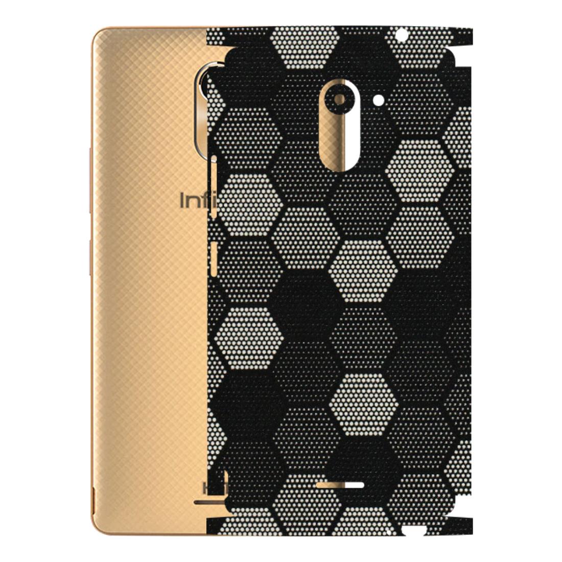 INFINIX Phone Skins (All Models) - Black & White Dotted Honeycomb Texture - 3D Embossed Finish (L-202) Infinix Hot 4