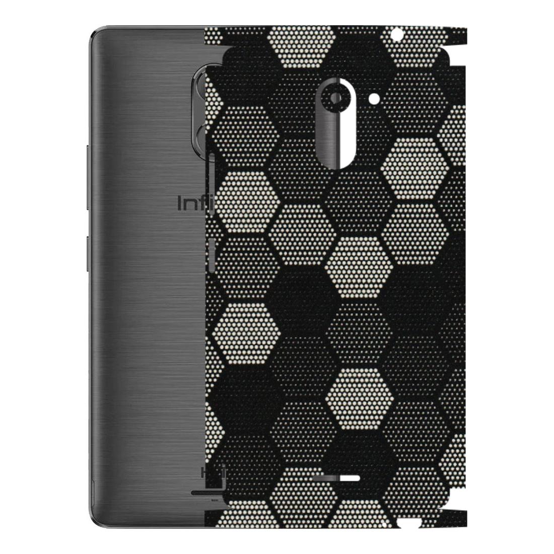 INFINIX Phone Skins (All Models) - Black & White Dotted Honeycomb Texture - 3D Embossed Finish (L-202) Infinix Hot 4 PRO