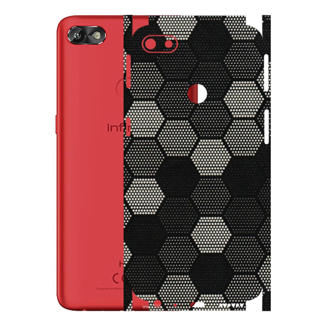 INFINIX Phone Skins (All Models) - Black & White Dotted Honeycomb Texture - 3D Embossed Finish (L-202) Infinix Hot 6