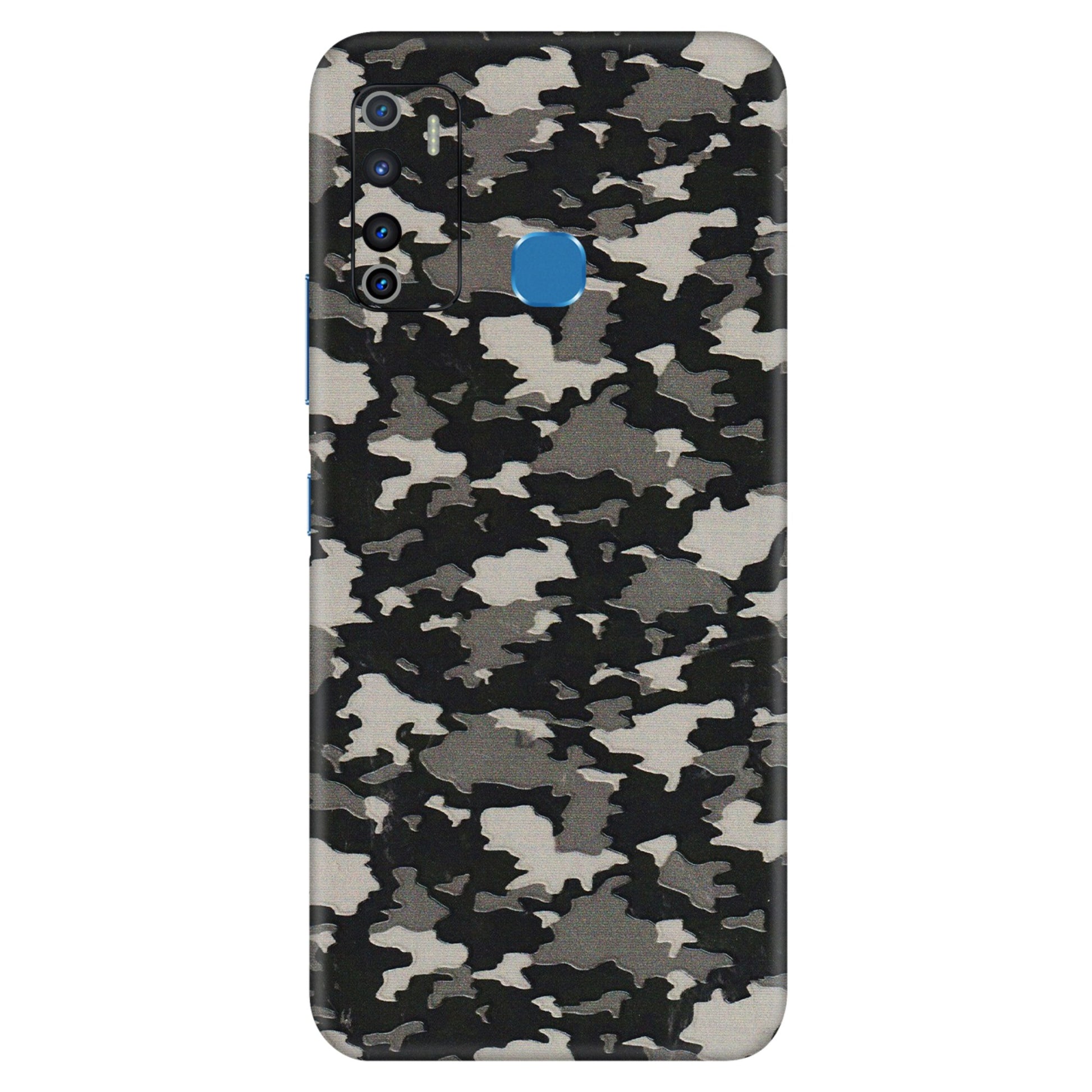 INFINIX Phone Skins (All Models) - Black/Grey Camoflaunge - 3D Embossed Finish (L-142) Infinix Hot 9