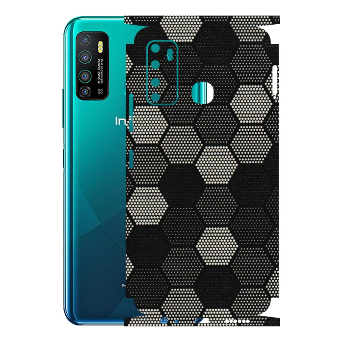 INFINIX Phone Skins (All Models) - Black & White Dotted Honeycomb Texture - 3D Embossed Finish (L-202) Infinix Hot 9