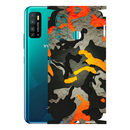 INFINIX Phone Skins (All Models) - Orange Camouflage - 3D Embossed Finish (L-204) Infinix Hot 9