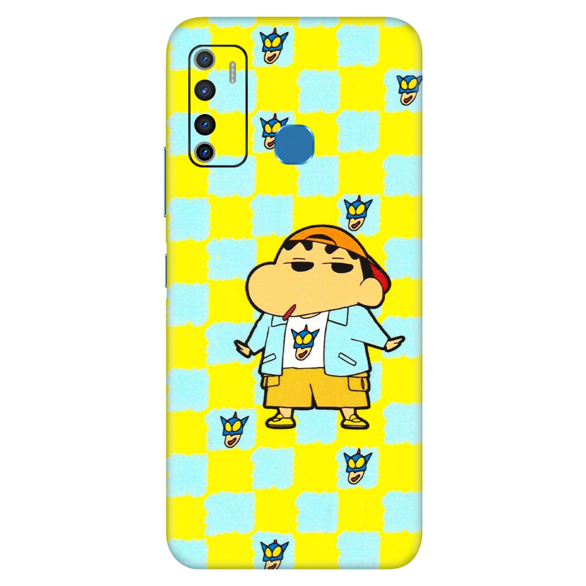INFINIX Phone Skins (All Models) - Yellow Blue Shinchan Cute - 3D Embossed Finish (L-221) Infinix Hot 9