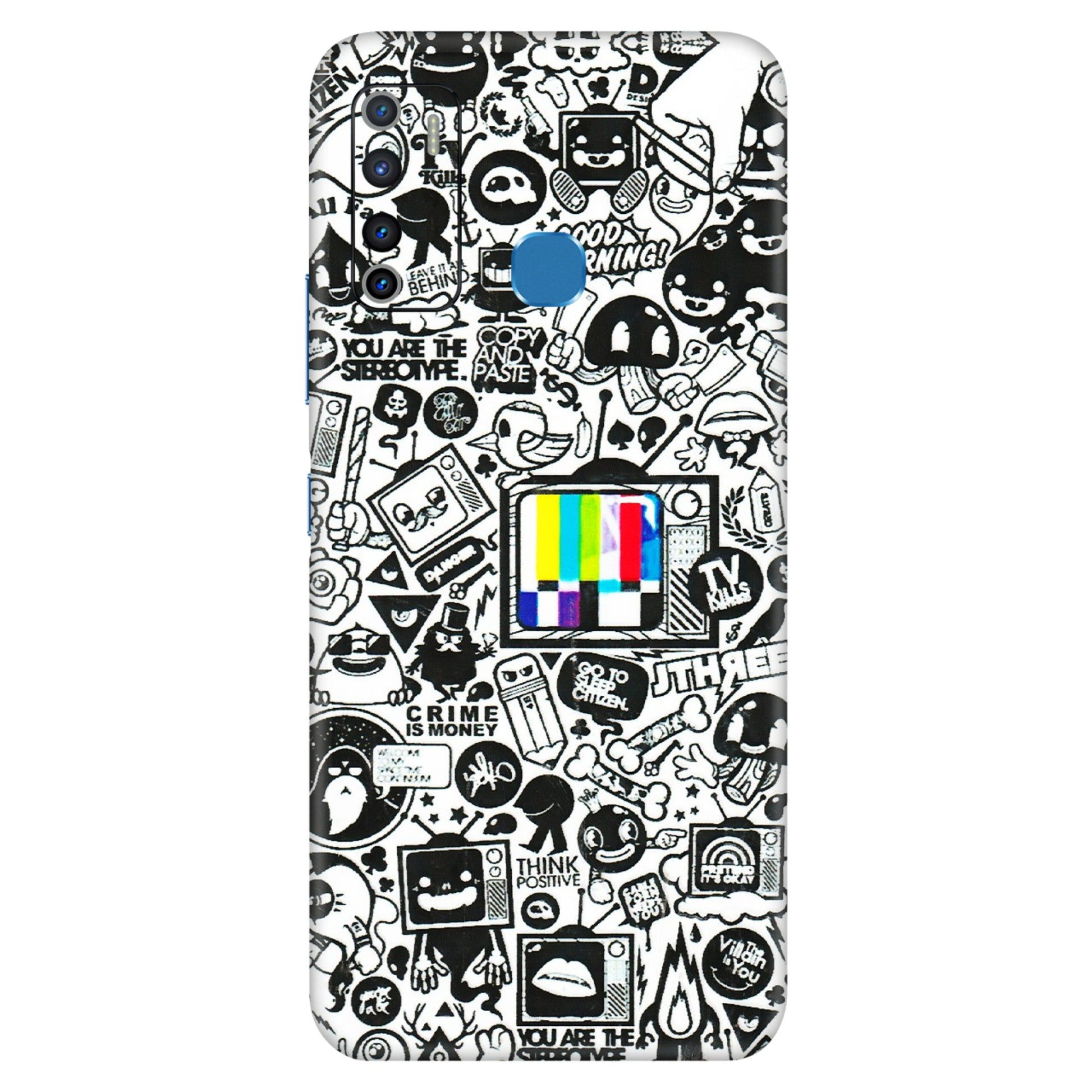 INFINIX Phone Skins (All Models) - Doodles Positive Art - 3D Embossed Finish (L-263) Infinix Hot 9