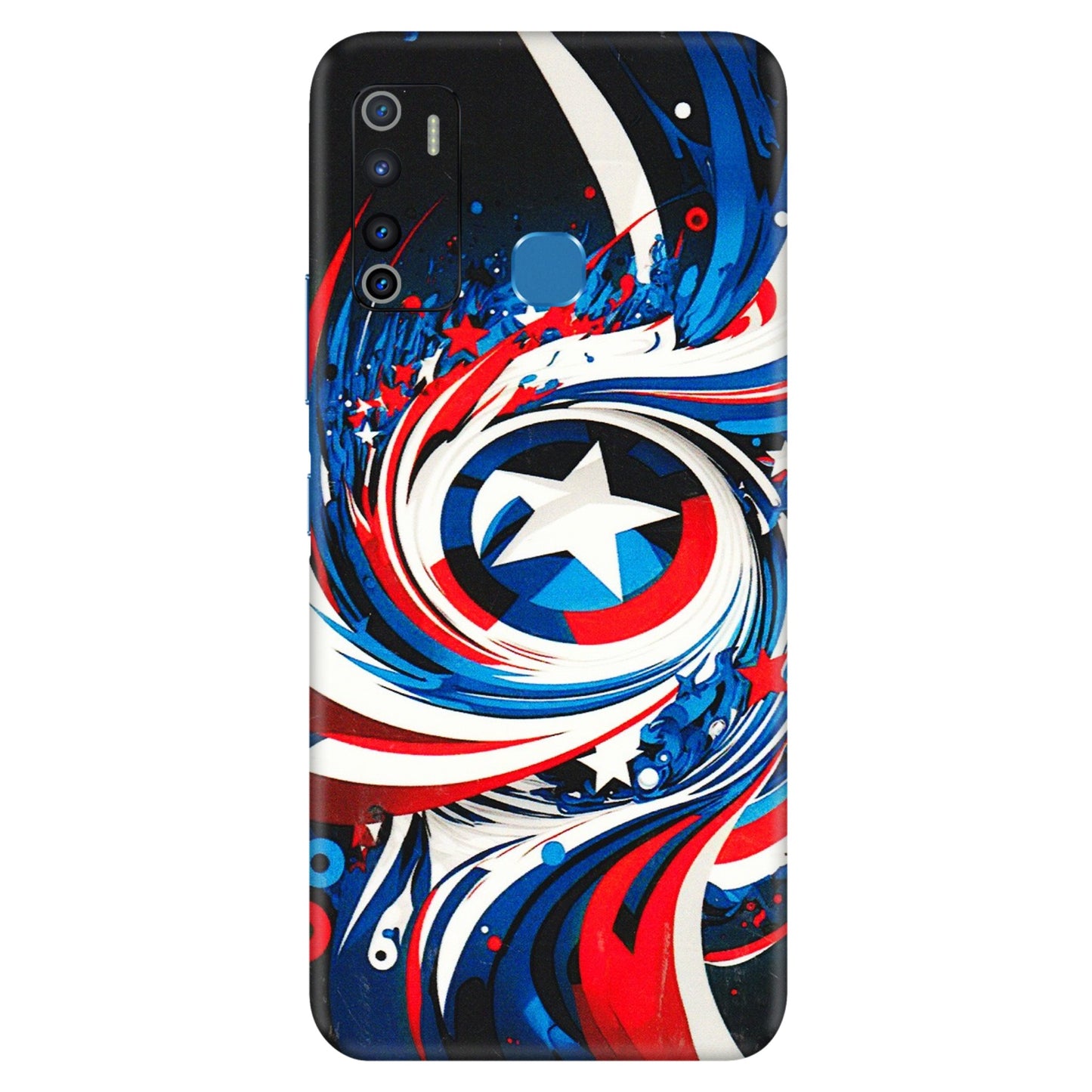 INFINIX Phone Skins (All Models) - Captain America Logo - 3D Embossed Finish (L-307) Infinix Hot 9