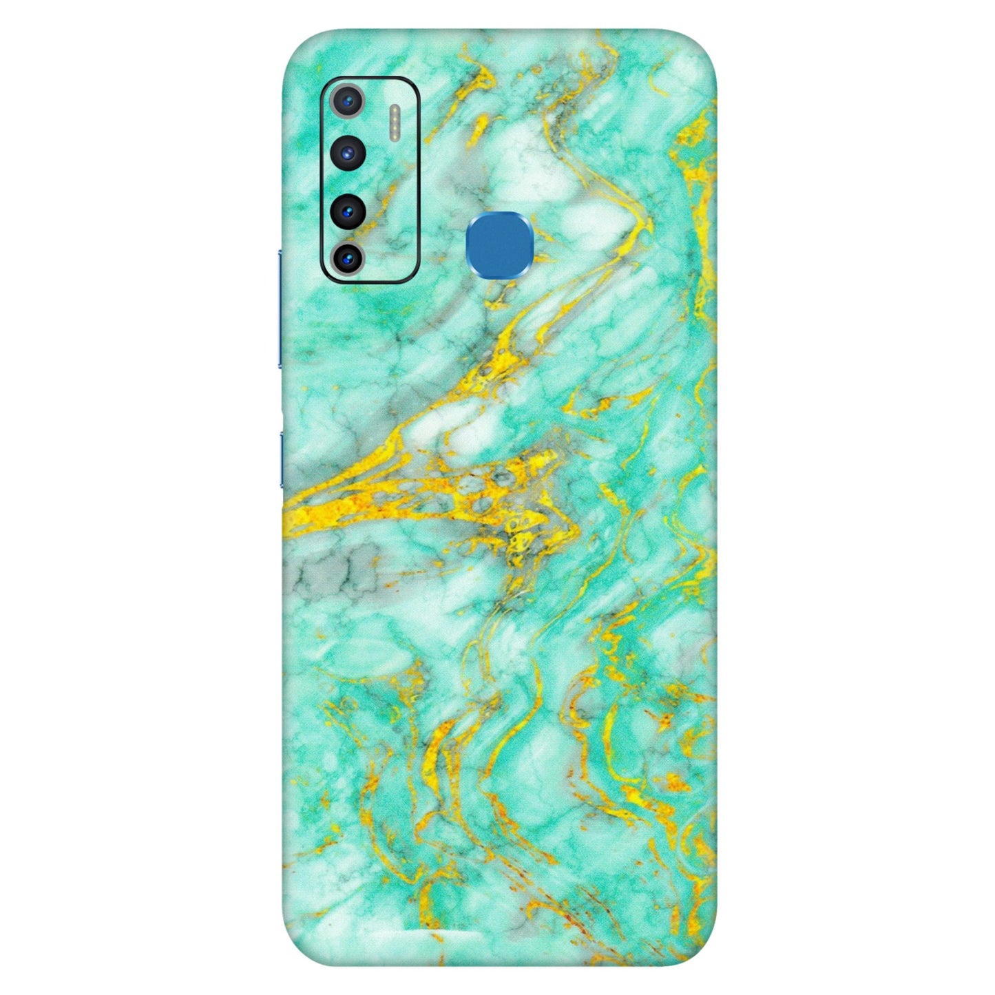 INFINIX Phone Skins (All Models) - Green And Gold Marble Feel - Matte Finish (M-16) Infinix Hot 9